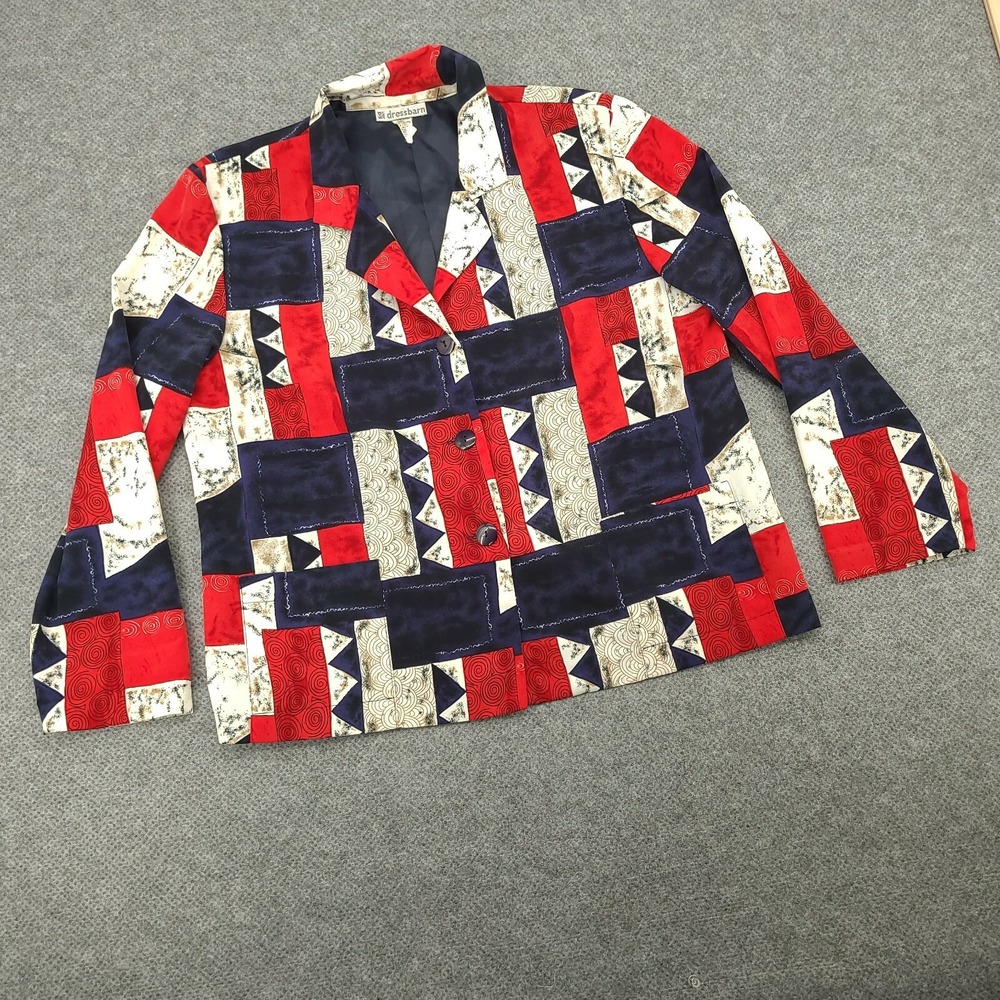 Dressbarn Womens Blazer Size Large Multicolor Colorblock Lined Made in USA VTG - Picture 7 of 7